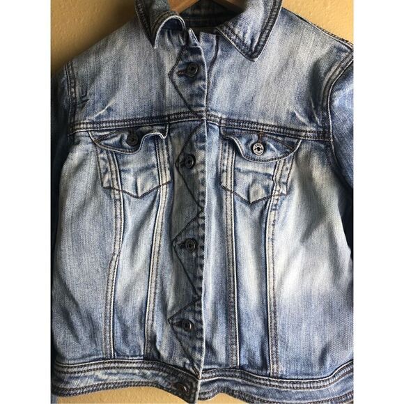 C & V Girls Small Denim Button Front Blue Jean Jacket Artisan Made - Picture 3 of 11